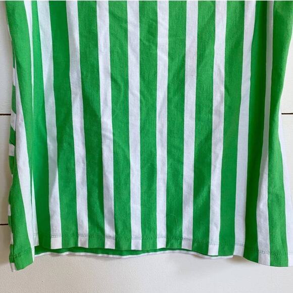 Susan Graver Weekend Green and White Asymmetrical Striped Tank Top S - Picture 7 of 12
